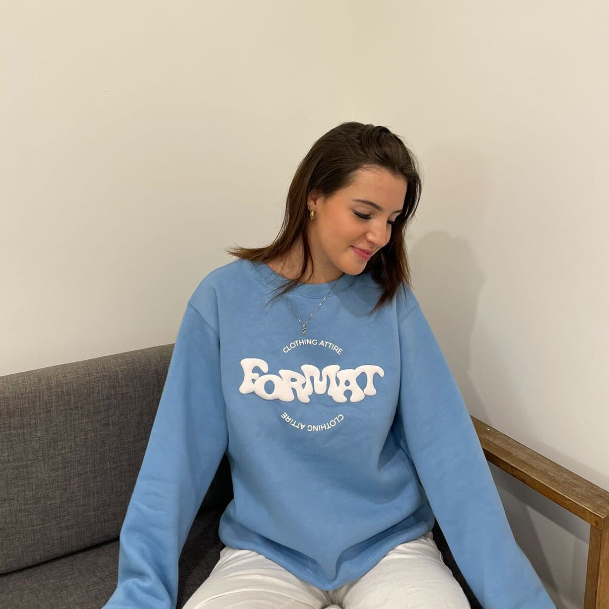 UNC Blue Puff Print Crew Neck